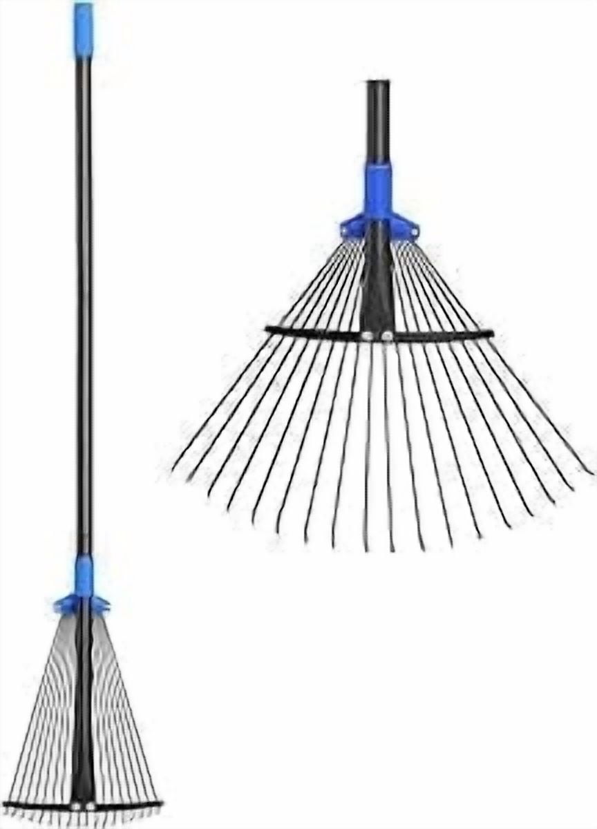 OLIYNEDY Adjustable Garden Leaf Rake 67 inch, Collapsible Metal Yard Rake for Leaves with Expandable Head 8-17"