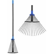 OLIYNEDY Adjustable Garden Leaf Rake 67 inch, Collapsible Metal Yard Rake for Leaves with Expandable Head 8-17"