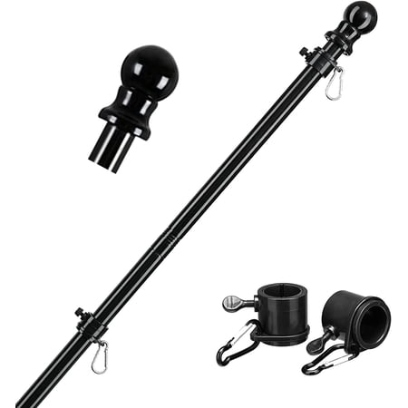 OLIYNEDY 6ft Tangle Free Flag Pole for House Garden Flag Pole Flag Holder Truck Boat FlagPole Black