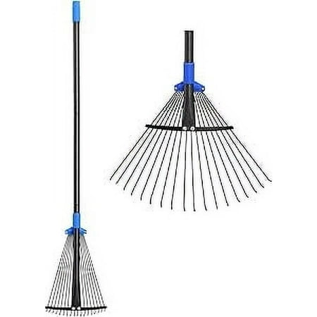 OLIYNEDY Adjustable Garden Leaf Rake 53 inch, Collapsible Metal Yard Rake for Leaves with Expandable Head 8-17"