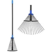 OLIYNEDY Adjustable Garden Leaf Rake 53 inch, Collapsible Metal Yard Rake for Leaves with Expandable Head 8-17"