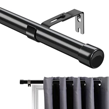 OLIYNEDY Black Curtain Rods for Windows 30 to 48 inch, 1 inch Heavy Duty Curtain Rod For Bathroom, Living room, Kitchen
