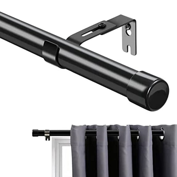 OLIYNEDY Black Curtain Rods for Windows 30 to 48 inch, 1 inch Heavy Duty Curtain Rod For Bathroom, Living room, Kitchen