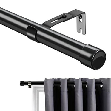 OLIYNEDY Black Curtain Rods for Windows 30 to 64 inch,1 inch Heavy Duty Curtain Rod For Bathroom, Living room, Kitchen