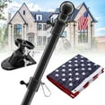 thumbnail image 1 of OLIYNEDY Black Flag Pole Kit for House with American Flag, 5FT Tangle Free Metal Flag Poles, 3x5 Embroidered US Flag and Holder, 1 of 6