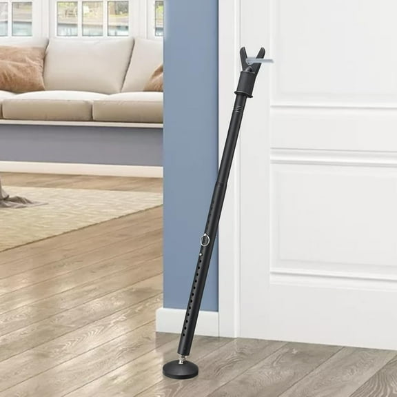 OLIYNEDY Door Security Bar, Adjustable Jammer with Interchangeable Caps & Rubber Tips, Black