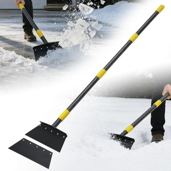 OLIYNEDY Snow Shovel, 76"  Adjustable Garden Shovel, Multifunctional  Ice Scraper  with 2 Spades for Weeding, Floor Scraping