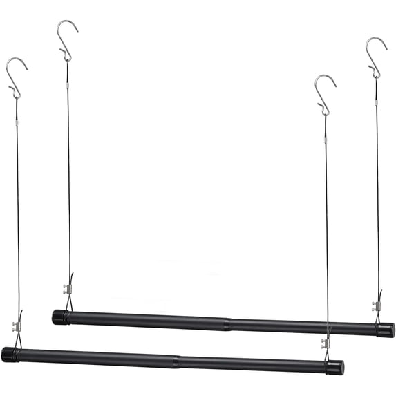 OLIYNEDY Hanging Closet Rod 2 Packs, Length and Height Adjustable Closet Hanging Organizer,25 Inch Height Space-Saving Clothes Hanging Bar