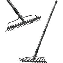 OLIYNEDY Thatch Rake for Lawns,78" Heavy Duty Metal Garden Rake，17 Prongs Bow Rake for Leveling lawn Loosening Soil Gathering Leaf