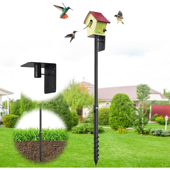 OLIYNEDY Bird Feeder Pole, Heavy Duty Bird House Pole for Wild Birds Watching, 74" Adjustable BlueBird House Stand for Outdoors Yard