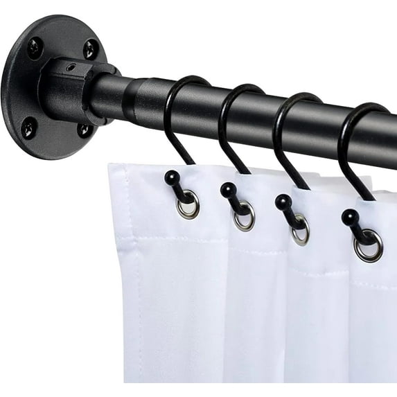OLIYNEDY Shower Curtain Rod, 29-64 Inches, Adjustable Black Steel Shower Rods for Bathroom, Closet, Windows