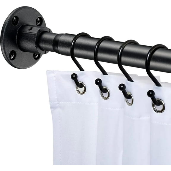 OLIYNEDY Shower Curtain Rod, 29-64 Inches,  Adjustable Black Steel Shower Rods for Bathroom, Closet, Windows