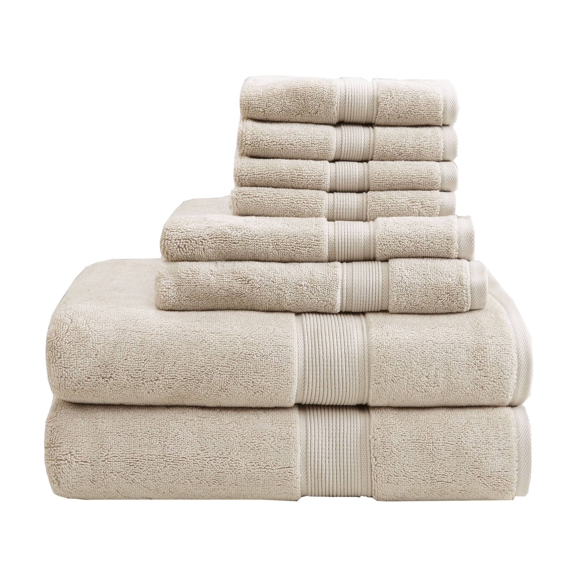 Oversized Beige Turkish Cotton 8-Piece Towel Set