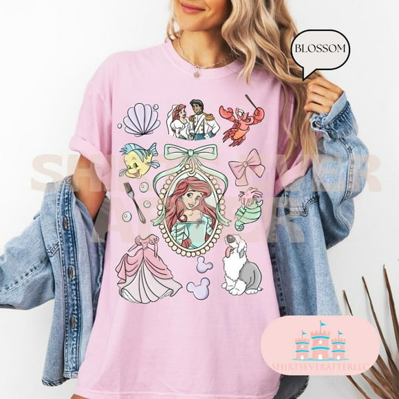 Ariel1 shirt, Retro Disney Ariel Princess Shirt, Princess Shirt, Disney Trip T-Shirt, Disney Princess, Little mermaid shirt LIGHT PINK