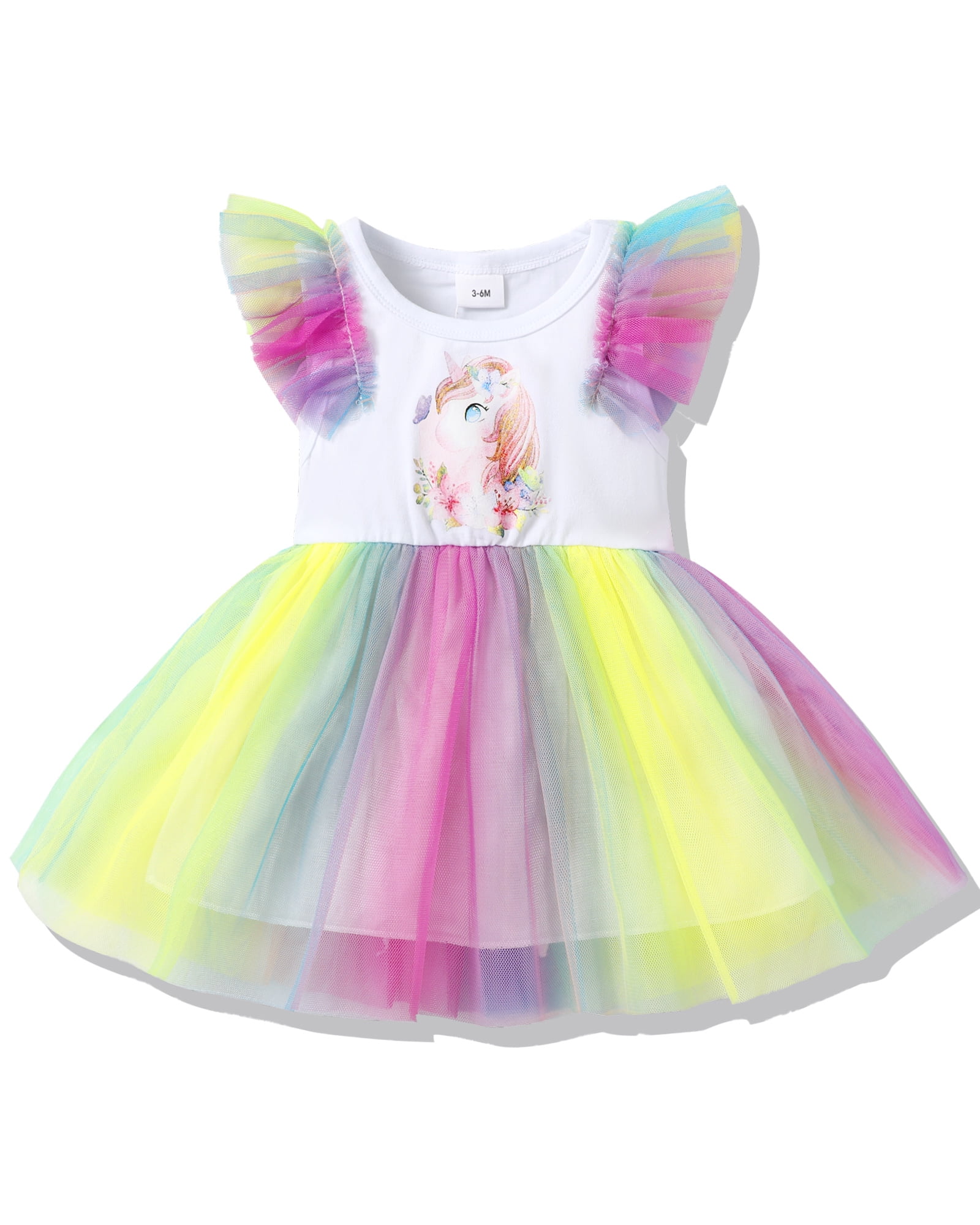Infant Baby Girl Dress Cute Baby Girl Clothes Sumer Baby Girl Dress Tutu Dress Baby Dress for Girls 6-12 Month Yellow 1 year old girl Dress