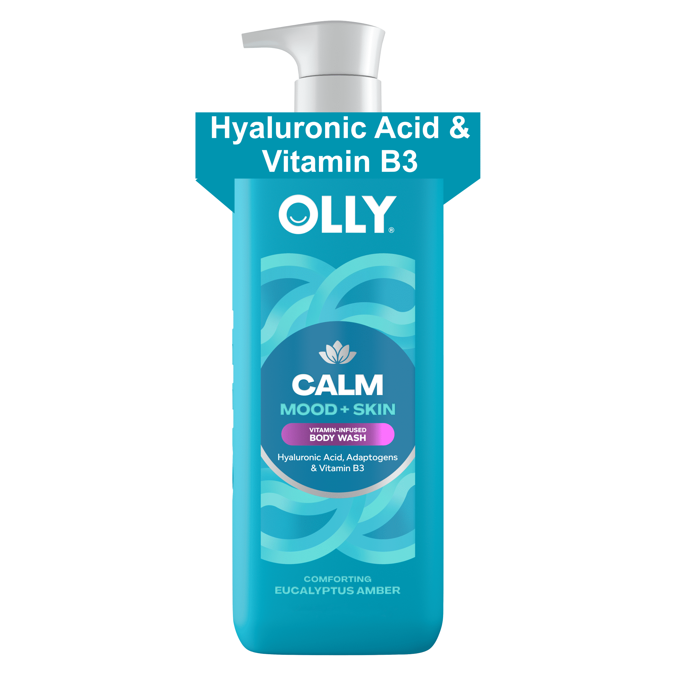 OLLY Vitamins Calm Body Wash Repairs Skin Barrier & Soothe Stress Eucalyptus Amber, 17 oz