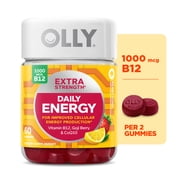 OLLY Extra Strength Daily Energy Gummy Supplement, 1000 mcg Vitamin B12, 60 Count