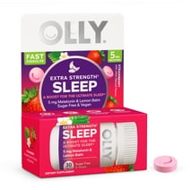 OLLY Extra Strength Sleep Fast Dissolves, 5mg Melatonin, Lemon Balm, Vegan, Strawberry, 30 Ct