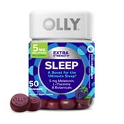 OLLY Extra Strength Sleep Gummy Supplement, 5mg Melatonin, Sleep Aid, Blackberry Flavor, 50 Ct