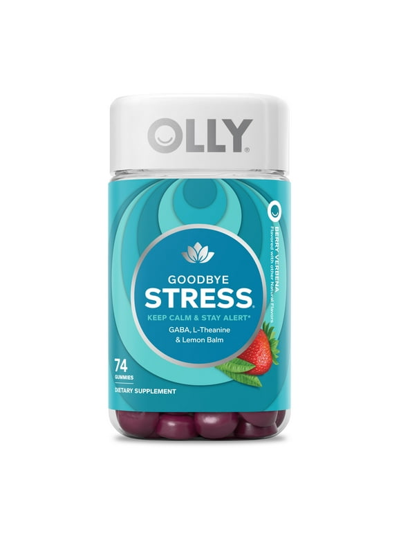 OLLY Goodbye Stress Gummy Supplement, L Theanine, Chamomile, Berry Verbena, 74 Ct