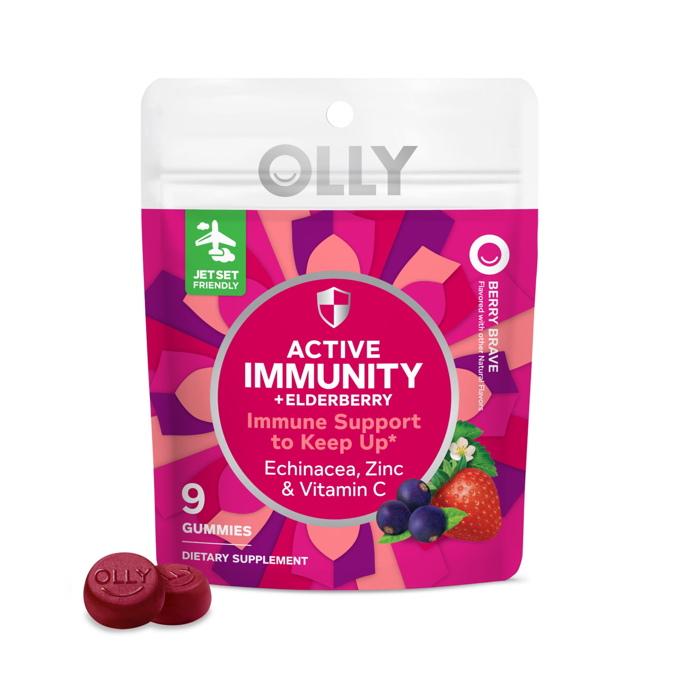 OLLY Active Immunity Elderberry Gummy Supplement, Daytime Immune Support for Adults, 9 Ct