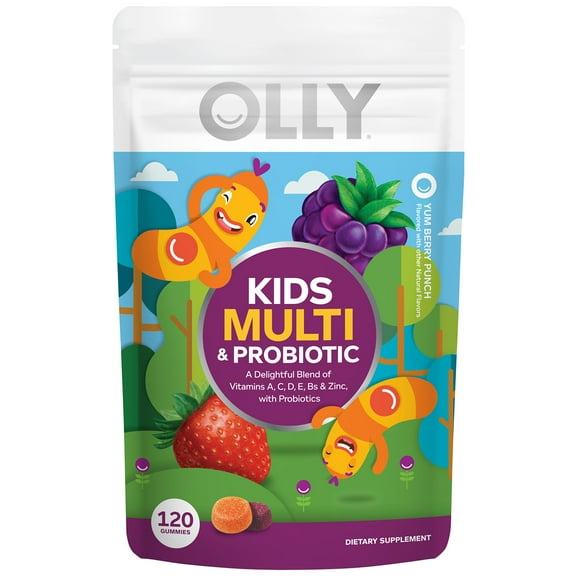 OLLY Kids Multivitamin & Probiotic Gummy, Daily Digestive Supplement, Zinc, Berry Flavor, 120 Ct