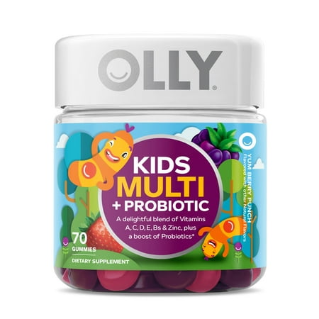 OLLY Kids Multivitamin + Probiotic Gummy, Daily Digestive Supplement, Zinc, Berry, 70 Ct