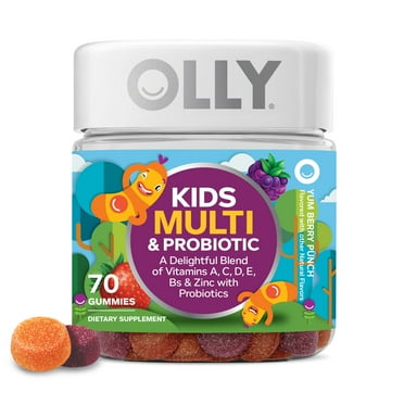OLLY Kids Multivitamin + Probiotic Gummy, Daily Digestive Supplement, Zinc, Berry Flavor, 70 Ct
