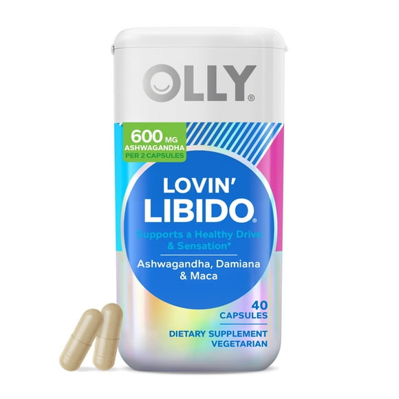 OLLY Lovin' Libido Capsule Supplement, Ashwaganda, Damiana, 40 Ct