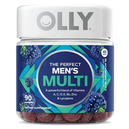 OLLY Mens Multivitamin Gummy, Health & Immune Support, B Vitamin, CoQ10, Blackberry, 90 Ct