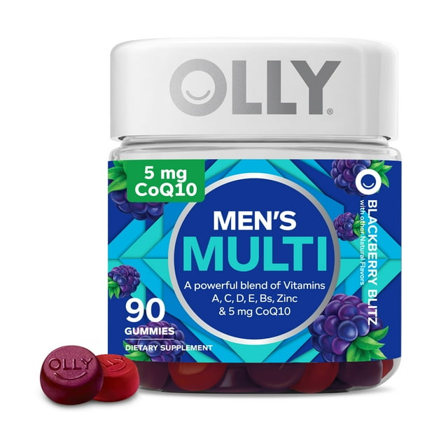 OLLY Mens Multivitamin Gummy, Health & Immune System Support, B Vitamins, Zinc, Blackberry Flavor, 90 Ct