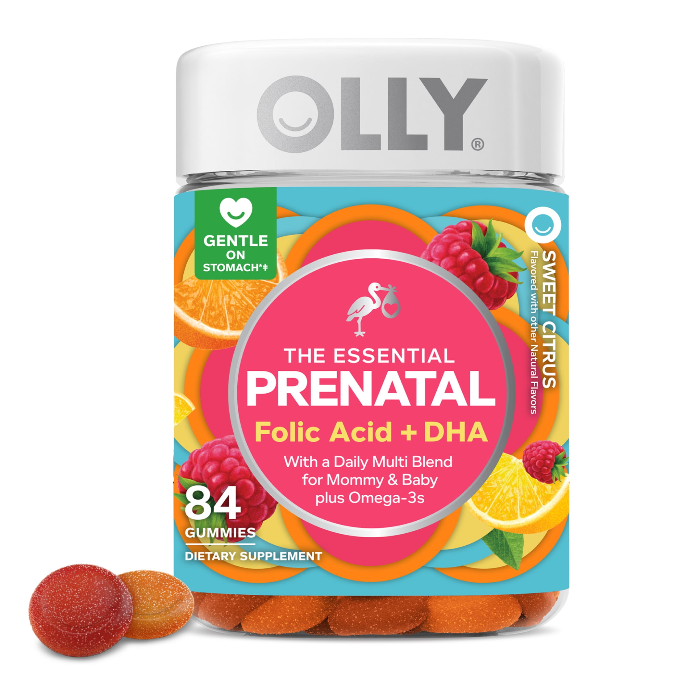 OLLY Prenatal Multivitamin Gummy for Women, Folic Acid, Vitamin D, Omega 3 DHA, 84 Ct