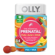 OLLY Prenatal Multivitamin Gummy Supplement, Folic Acid, Omega 3 DHA, 84 Count