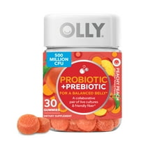 OLLY Probiotic + Prebiotic Fiber Gummy, Digestive + Gut Health Supplement, Peach, 30 Ct