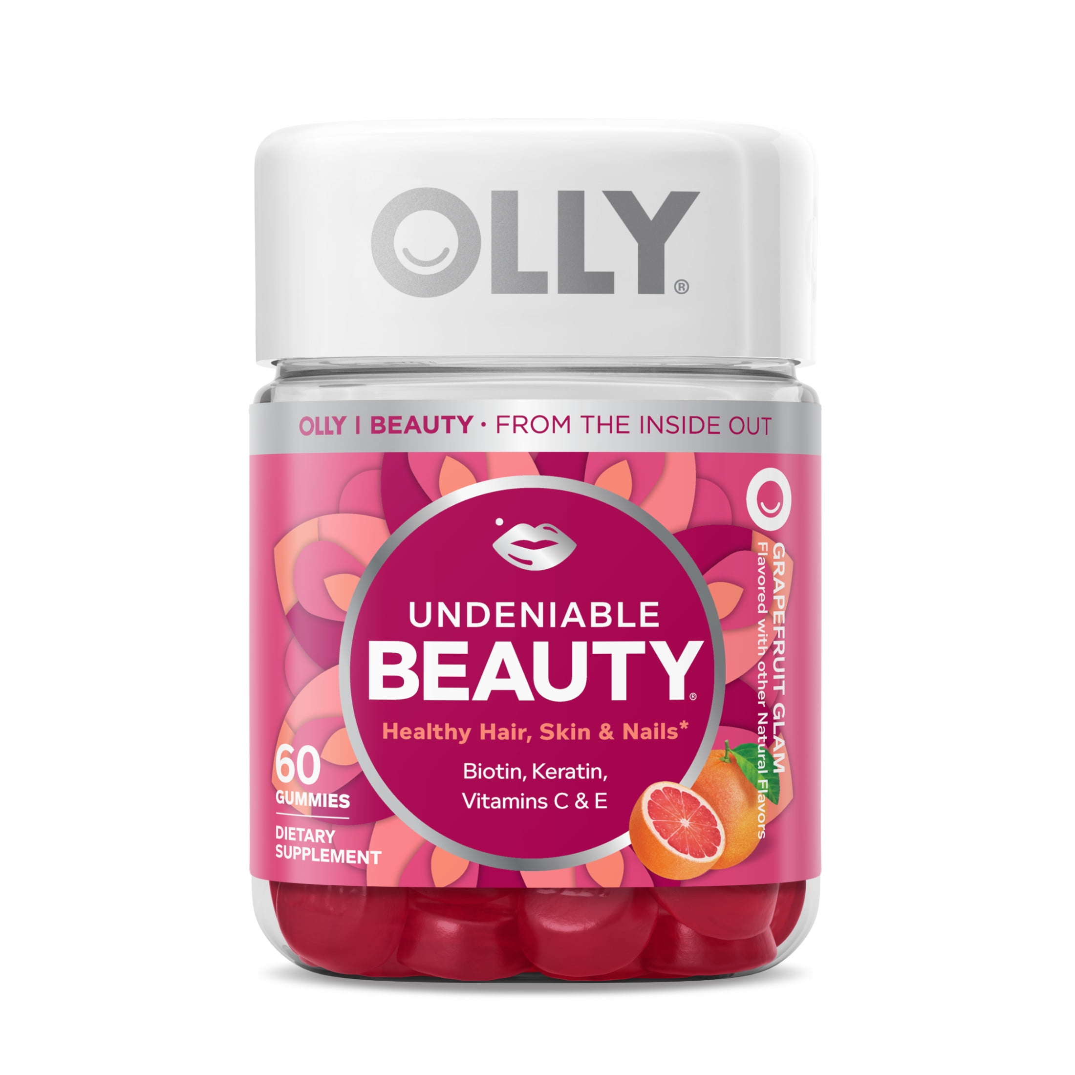OLLY Undeniable Beauty Gummies, Biotin, Keratin, Supplement for Hair, Skin, Nails, 60 Ct