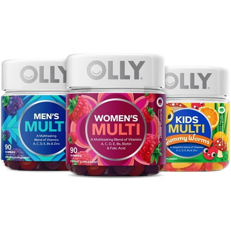 OLLY Vitamins, Women’s, Men’s & Kid’s Multi Variety 3-Pack