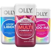 OLLY Woman s Supplements, Ultra Strength Women s Multi Softgels, Lovin  Libido Capsules, Happy Hoo-Ha Capsules, Variety 3-Pack