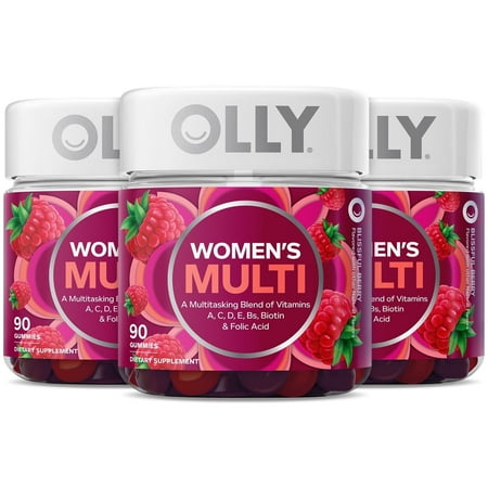 OLLY Women's Daily Multivitamin Gummy, Berry Flavor, 3-Pack, 90 Ct Ea