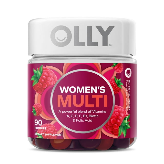 OLLY Women's Daily Multivitamin Gummy, Health & Immune Support, Berry, 90 Ct