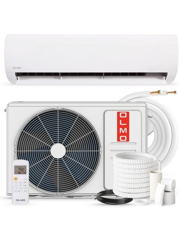 OLMO 12000 BTU 115V Wall Mounted Mini Split Heat Pump Air Conditioner With 16ft Kit Cover 550 Sq Ft