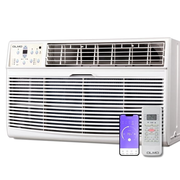 OLMO TTW 12000 BTU 230V Through the Wall Air Conditioner Cooling Only with Remote Control and WiFi R32 Refrigerant