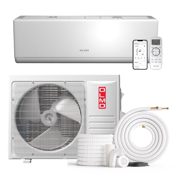 OLMO 24000 BTU 230V Wall Mounted Mini Split Heat Pump Air Conditioner With 16ft Kit Cover 1500 Sq Ft WiFi