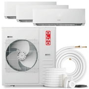 OLMO 36,000 BTU Tri Zone 12000 + 12000 + 12000 BTU Wall Mount Ductless Mini Split A/C and Heater with 16ft Installation Kits