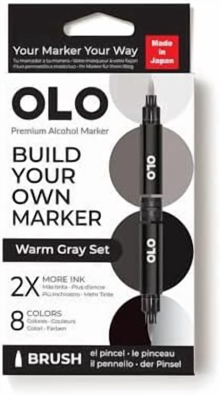OLO Warm Gray set, 8pc Brush Tip Alcohol Markers. Customizable with ...
