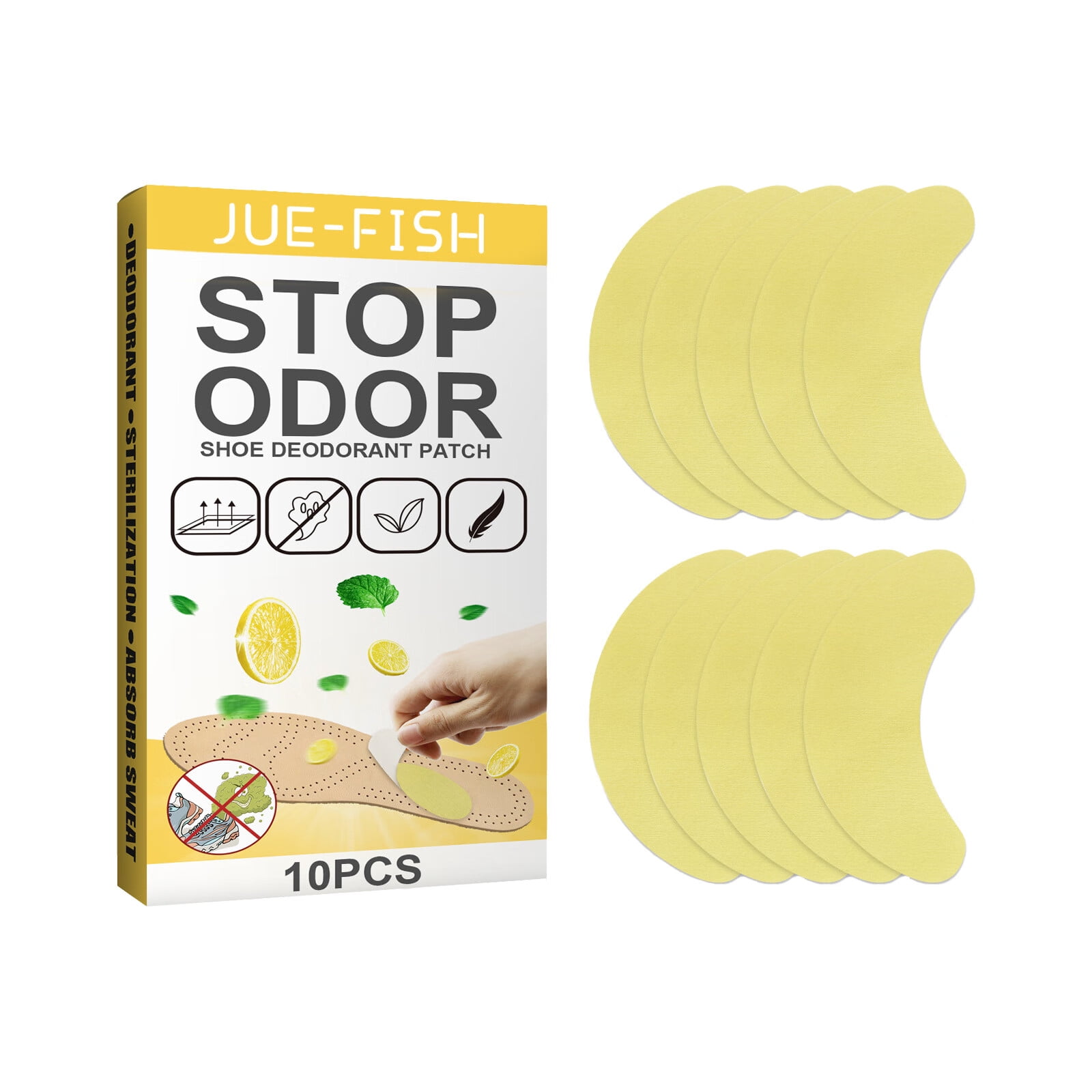 OLOEY 10pcs Shoes Odor Remover Deodorant Patch Lemon Athlete's Foot
