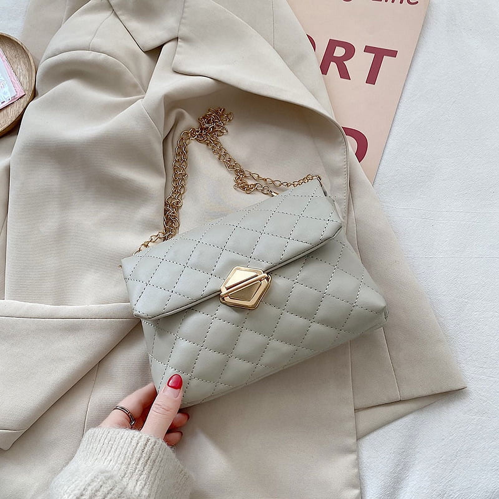 OLOEY Fashion Metal Chain Small Shoulder Crossbody Bags for Women Handbag  Purses Vegan Leather Clutches