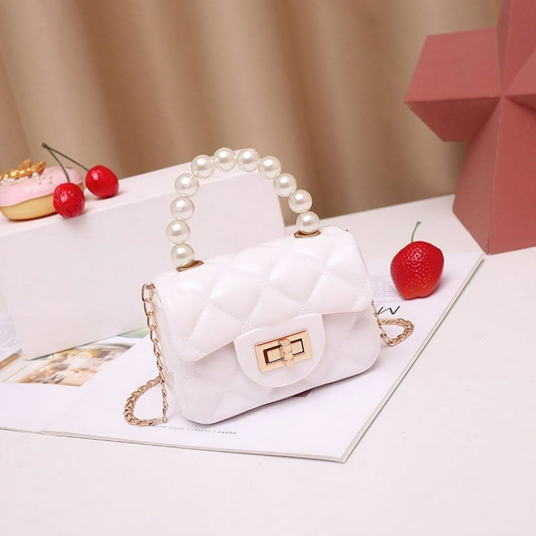 Mini Box Bag Clear Faux Pearl Decor Strap Fashionable