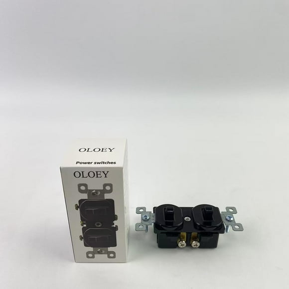 OLOEY Power switchesDuplex Double Toggle Light Switch, Single Pole, Side Wiring, Copper Wire Only, Grounding Screw, Residential Grade, 15A 120V, UL Listed, 82150-BK, Black