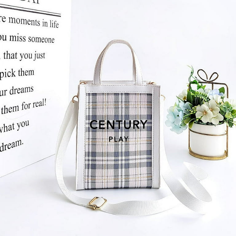 Letter & Plaid Printed Square Crossbody Bag For Fashionable Women