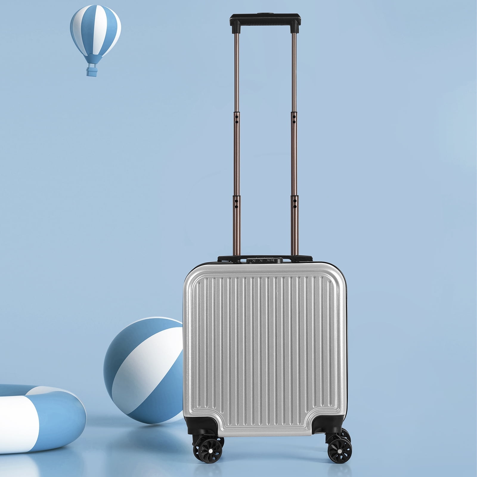 OLOV 18" Hardside Underseat Carry On Luggage, Silver